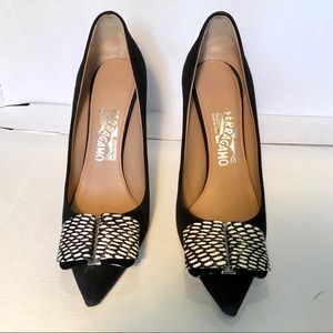 Salvatore Ferragamo Black Suede Heels